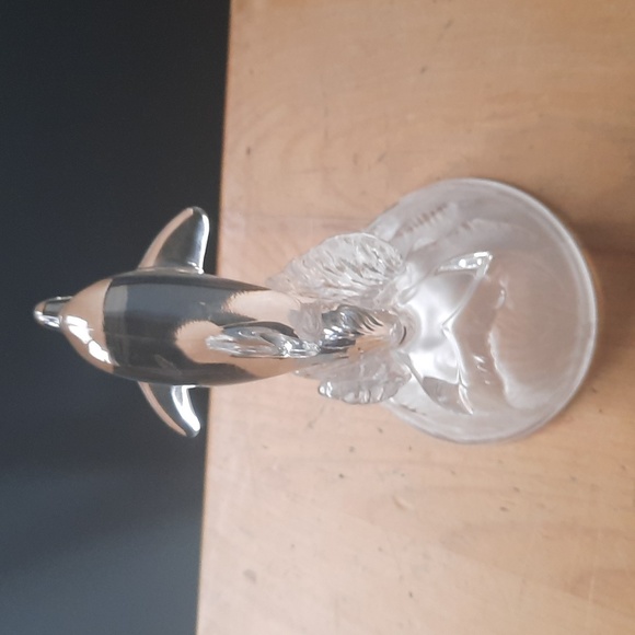 Vintage Crystal Dolphin with Frosted Glass Base - Picture 3 of 10